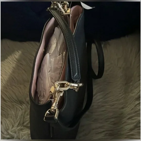 Kate Spade Aubrey Chain Top Handel Black Pebbled Leather Satchel